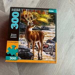 300 Large Pieces Buffalo Jigsaw Puzzle Shallow Crossing by Darrel Bush Deer Elk